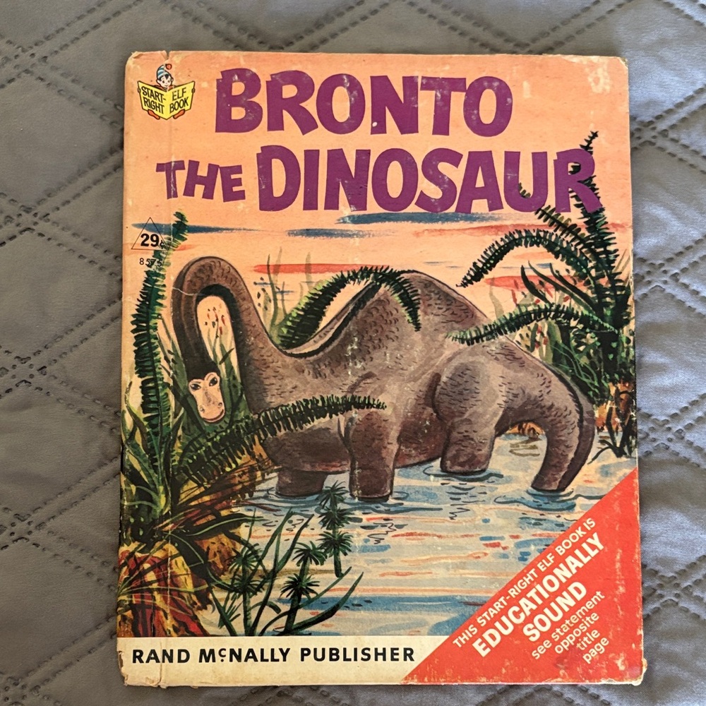 Start Right Elf Book Bronto The Dinosaur Children's Book 1967 VTG Rand McNally